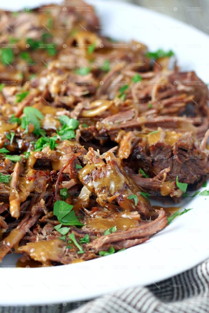 Slow-cooked crock pot roast for weekly meal prep, tender and juicy with rich flavors, perfect for easy weeknight dinners