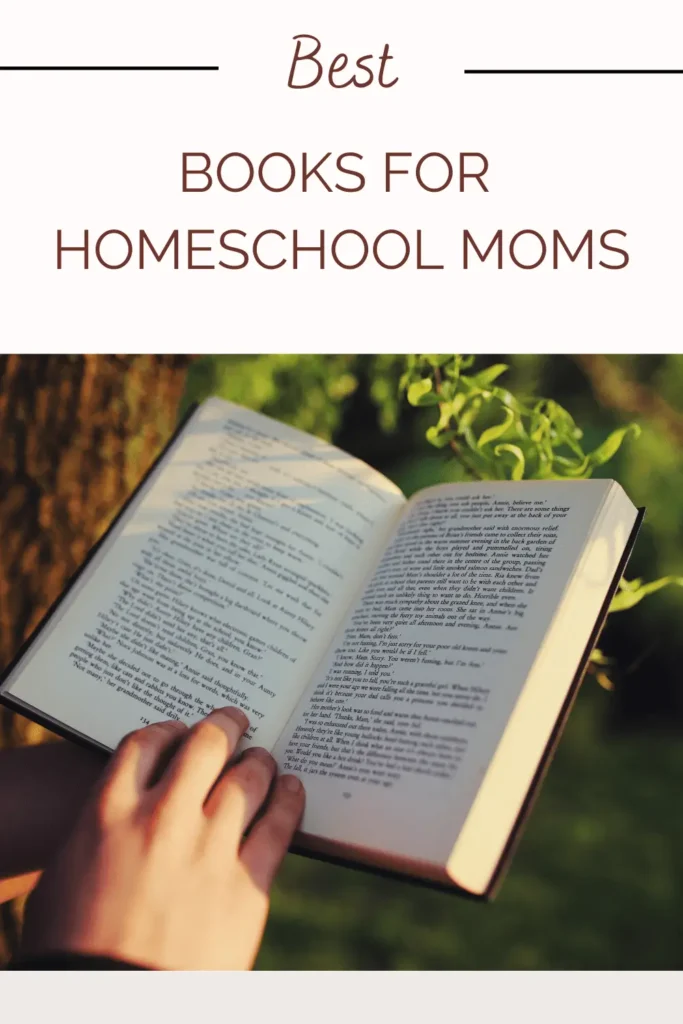 homeschool books Best books for homeschool moms list, hands holding an open book outdoors