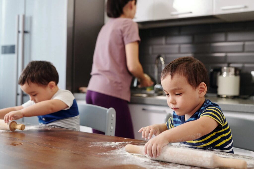 Boys Rolling Dough - Cooking with Kids