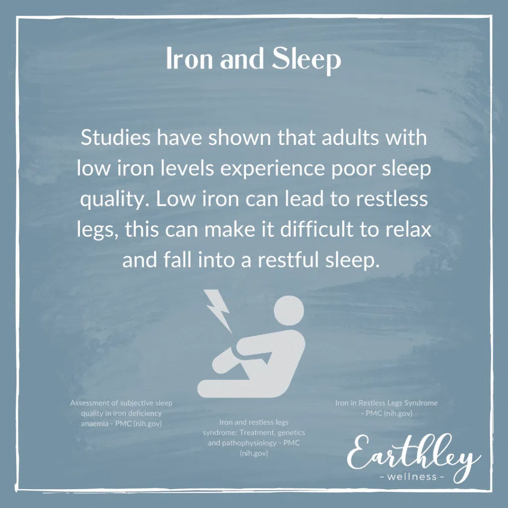 Infographic on the relationship between iron and sleep.