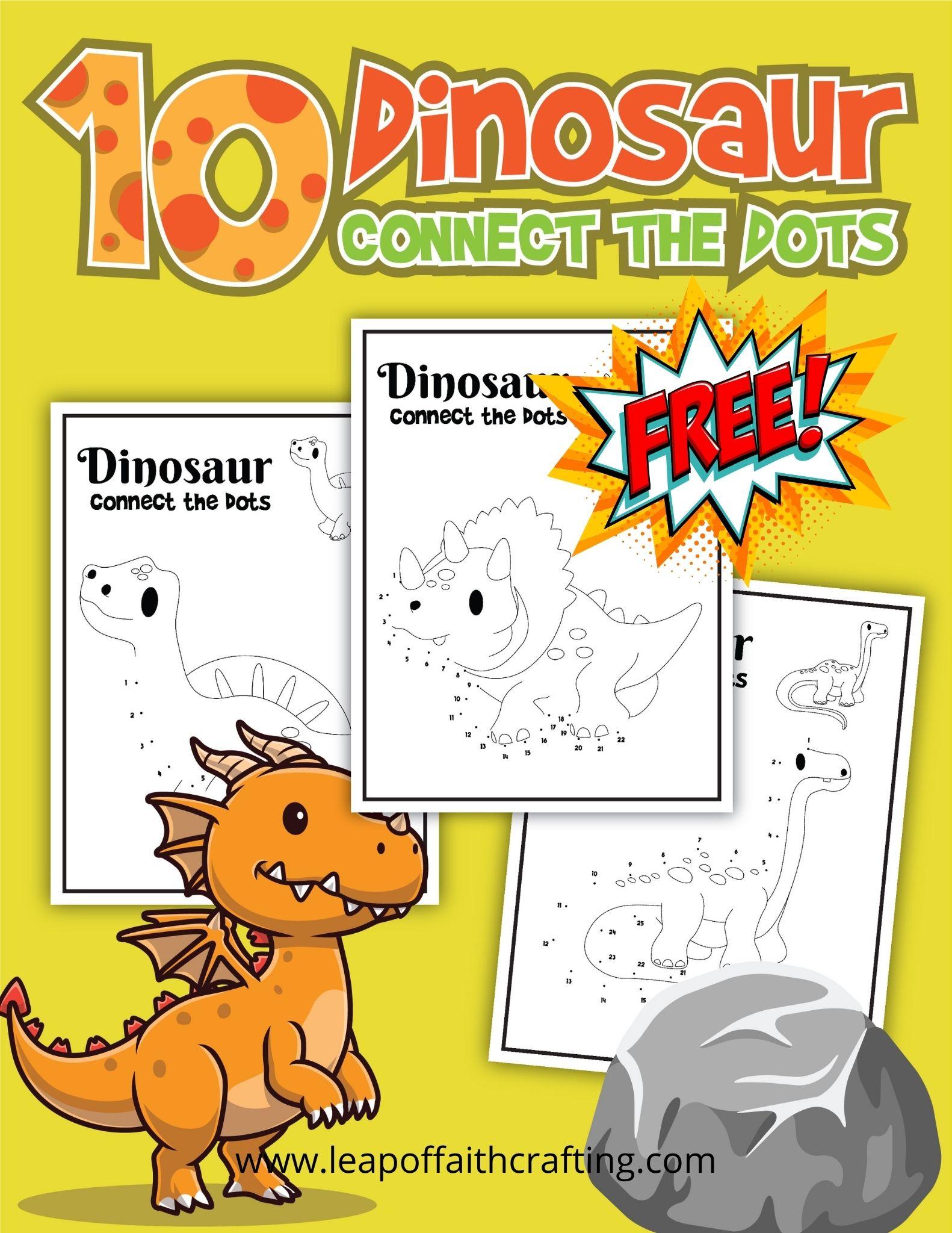 10 Dinosaur Connect the Dots Printables