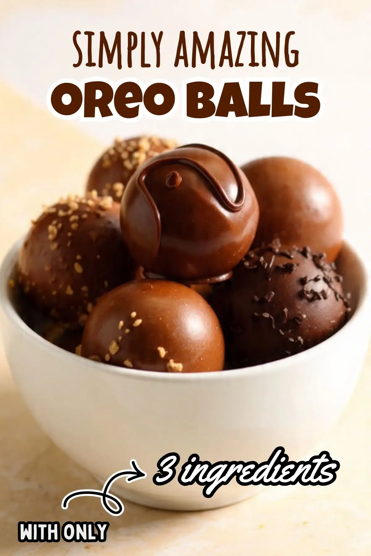 Bowl of chocolate Oreo balls, easy 3-ingredient recipe