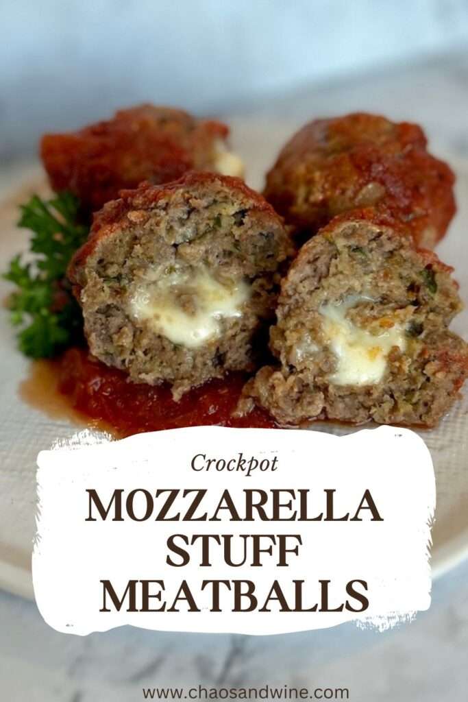 Mozzarella Stuffed Meatballs Pin 1
