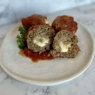 Plated Stuffed Meatballs