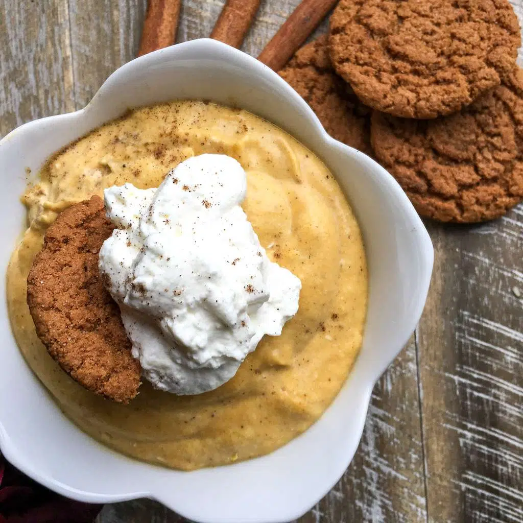 Pumpkin Mousse with ginger snap cookies