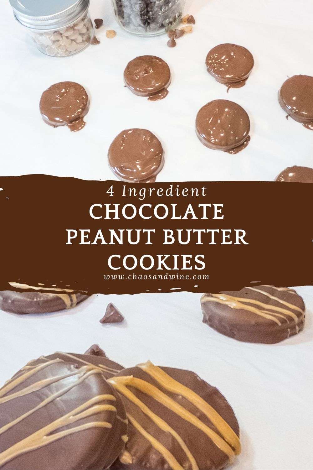 No Bake 4 Ingredient Chocolate Peanut Butter Cookies