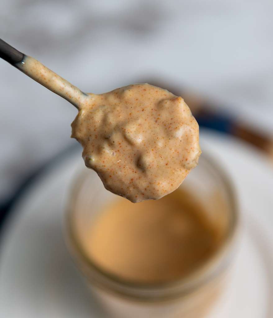 homemade big mac sauce on a spoon