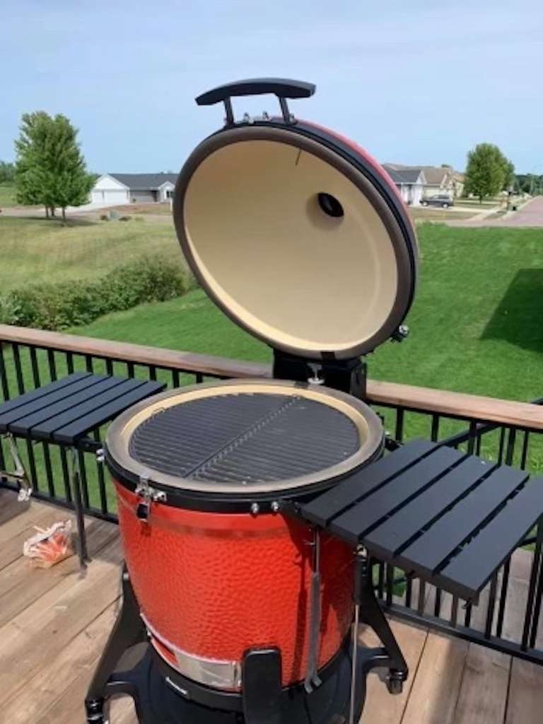 Brand New Kamado Joe on my deck in the summer.