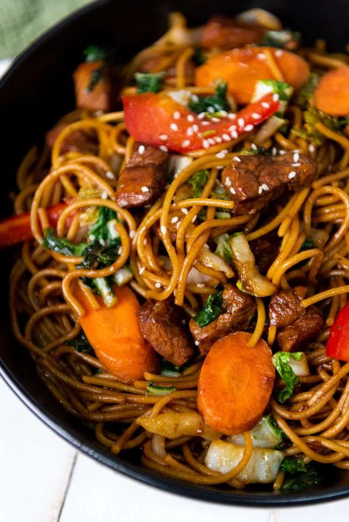 Easy Instant Pot Pork Lo Mein Recipe Instant Pot pork Lo Mein Close Up 2