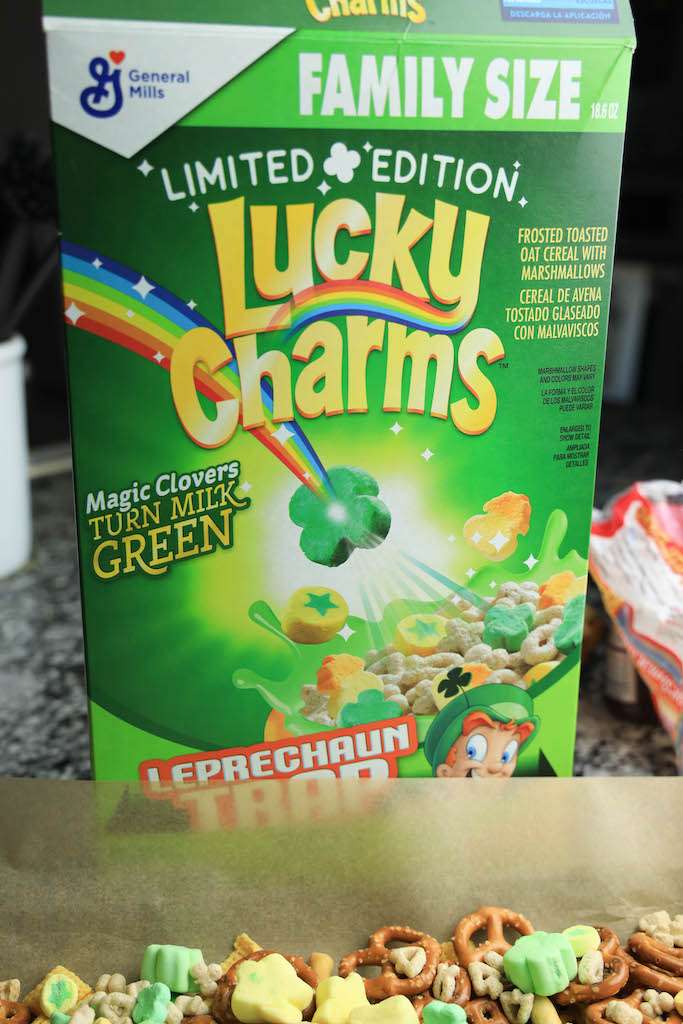 A large box of Limited Edition Lucky Charms with magic clovers.