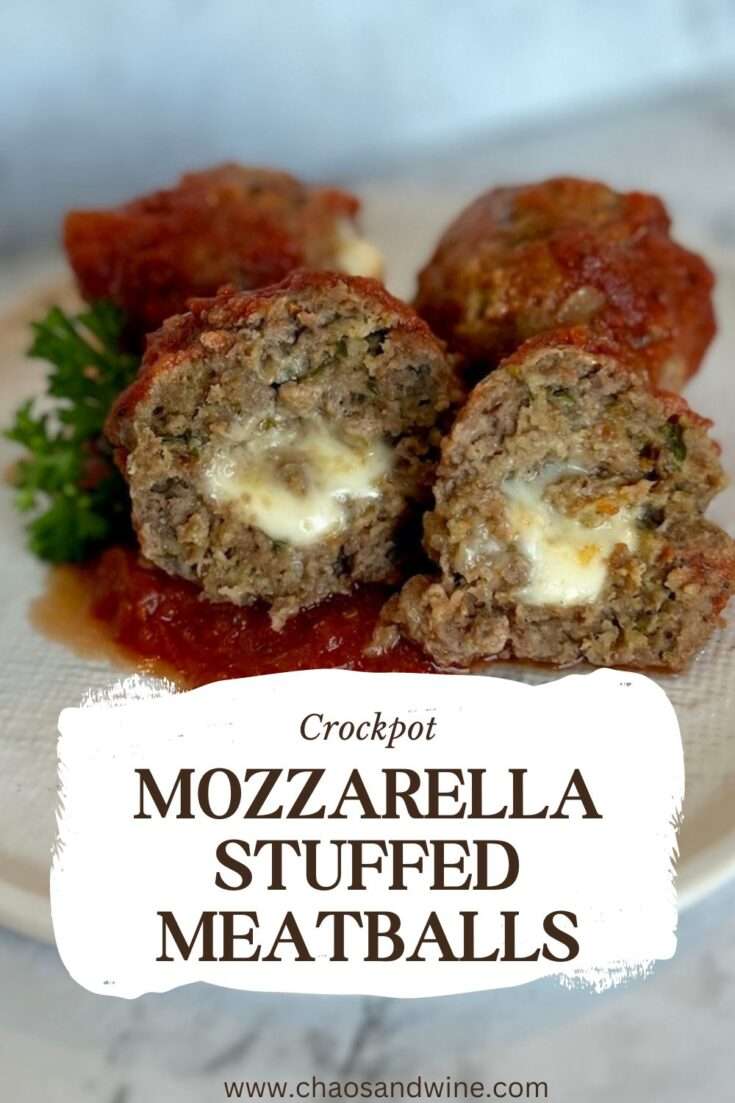 Crockpot Mozzarella Stuffed Meatballs