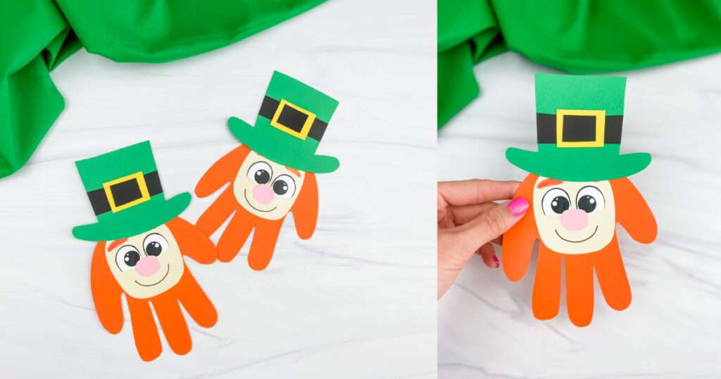 St. Patrick's Day handprint leprechaun kids craft with paper hat