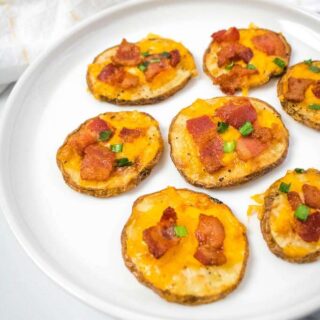 air fryer loaded potato slices platted 5