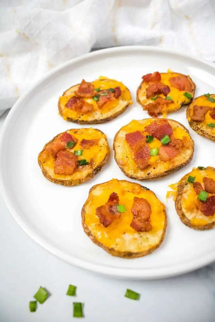 air fryer loaded potato slices platted 5