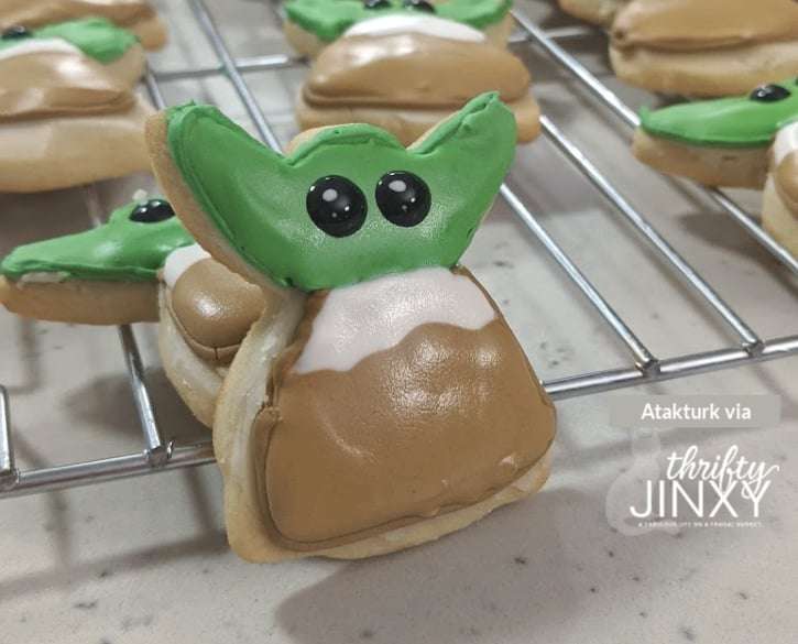 Frosted Baby Yoda Cookies