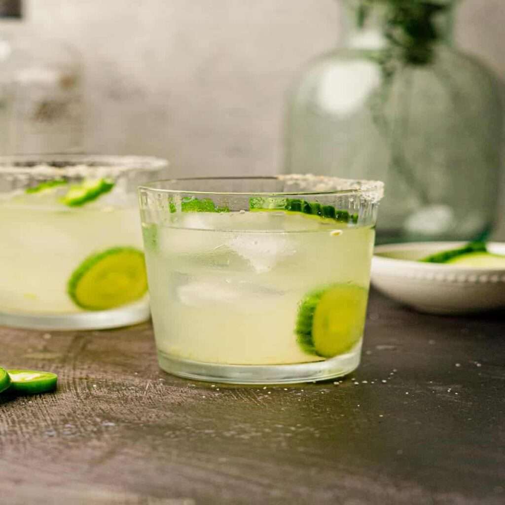 10 Fun Facts About Cucumbers Cucumber margarita with salted rim and ice in a lowball glass
