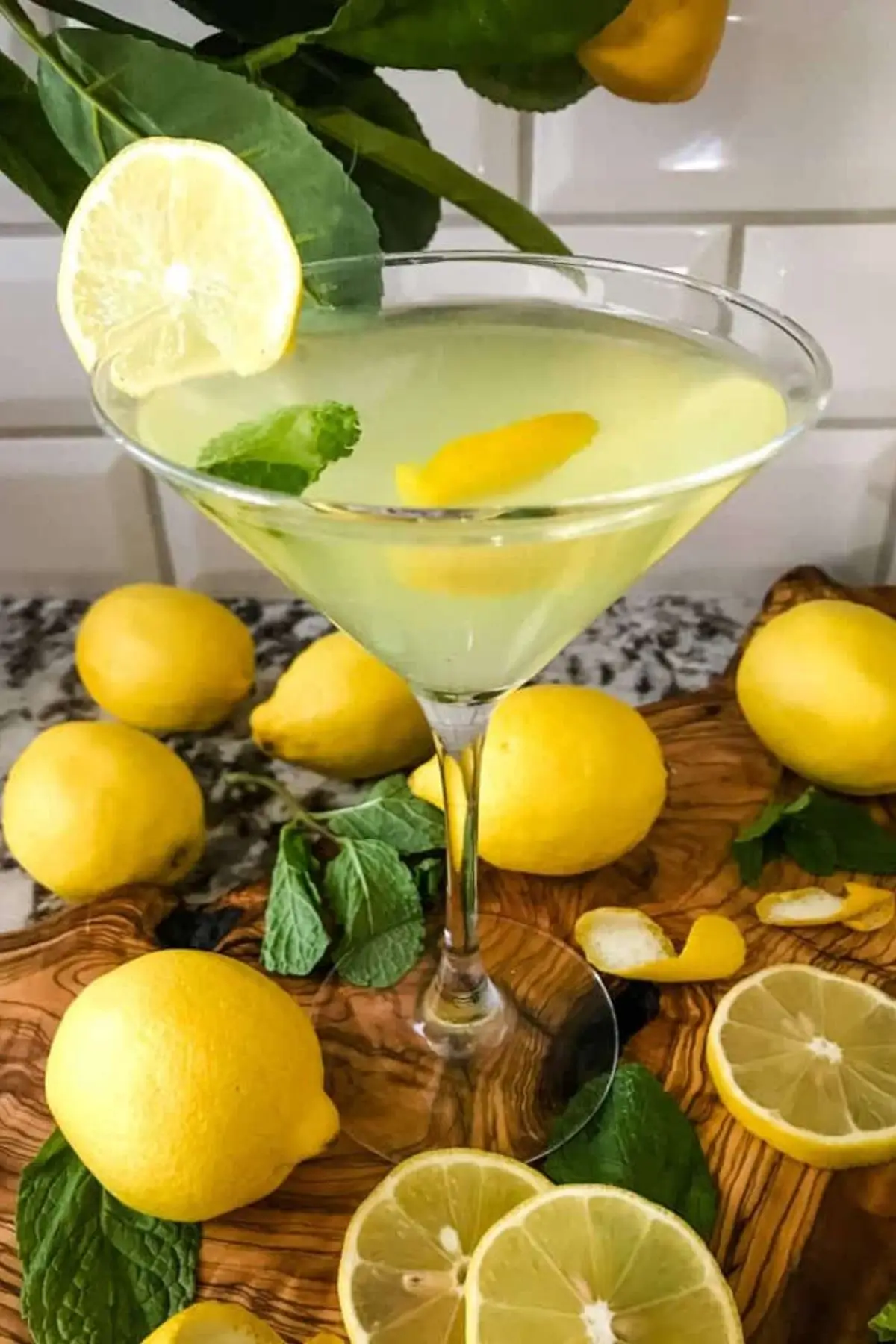 Amalfi Martini Limoncello amalfi cocktail in a tall cocktail glass