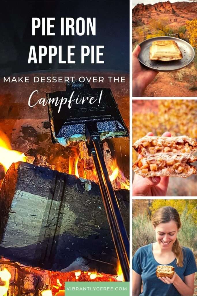 13 Pie Iron Recipes - Sweet & Savory Pie iron apple pie sandwich cooked over a campfire, outdoor dessert