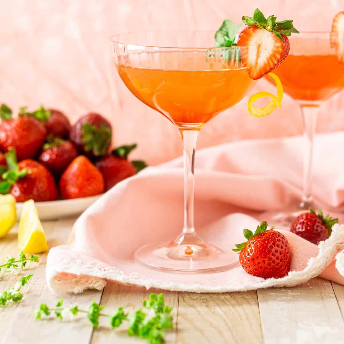 A strawberry basil limoncello martini.