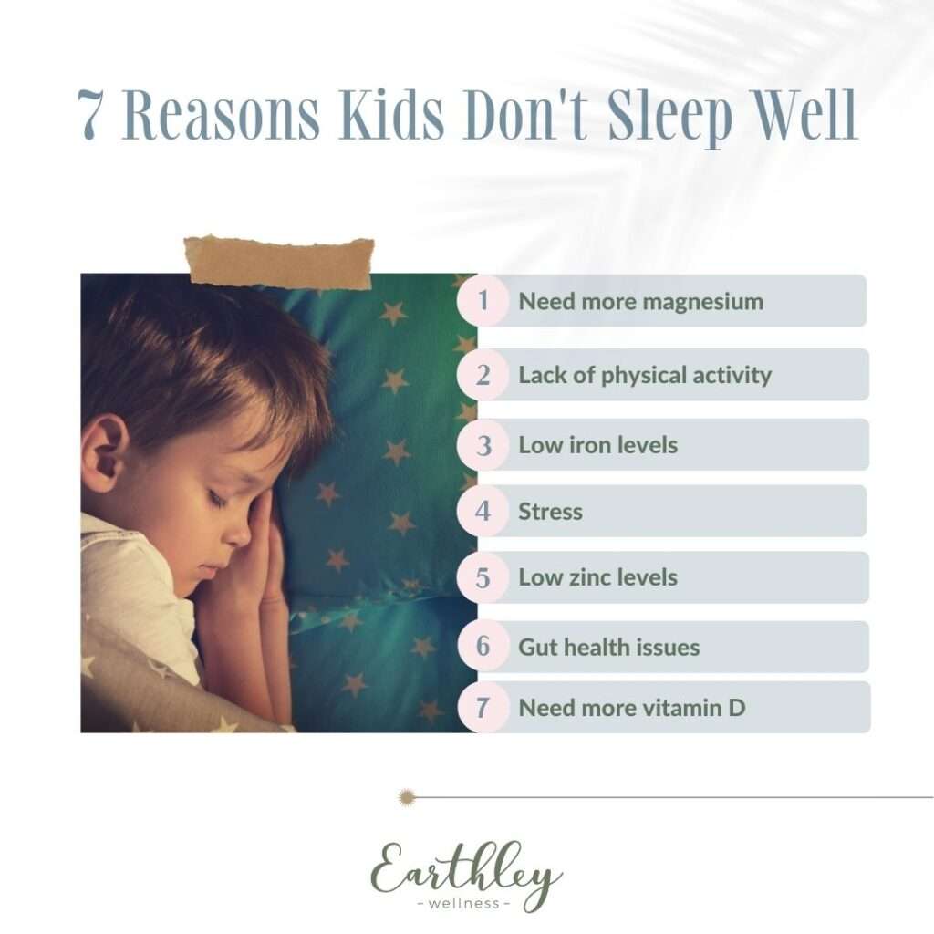 Infographic on the 7 reasons kids don't sleep.