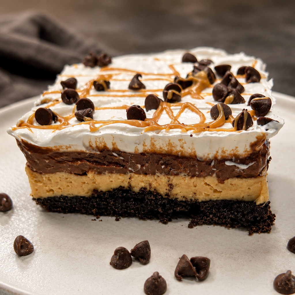 No-Bake Chocolate Peanut Butter Lasagna