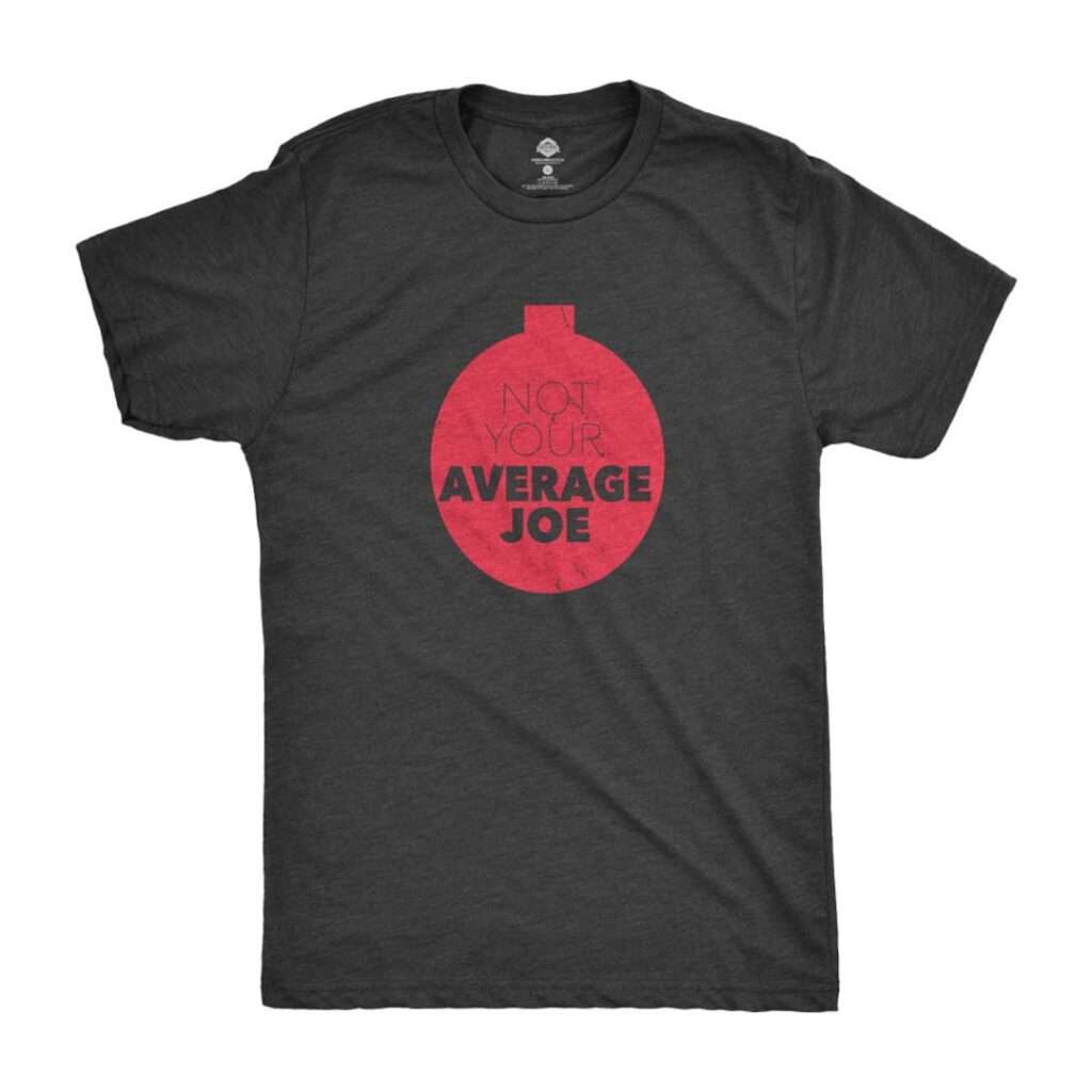 14 Unique Kamado Joe Gifts for Your Grill Master Charcoal unisex t-shirt with red ornament graphic saying Not Your Average Joe