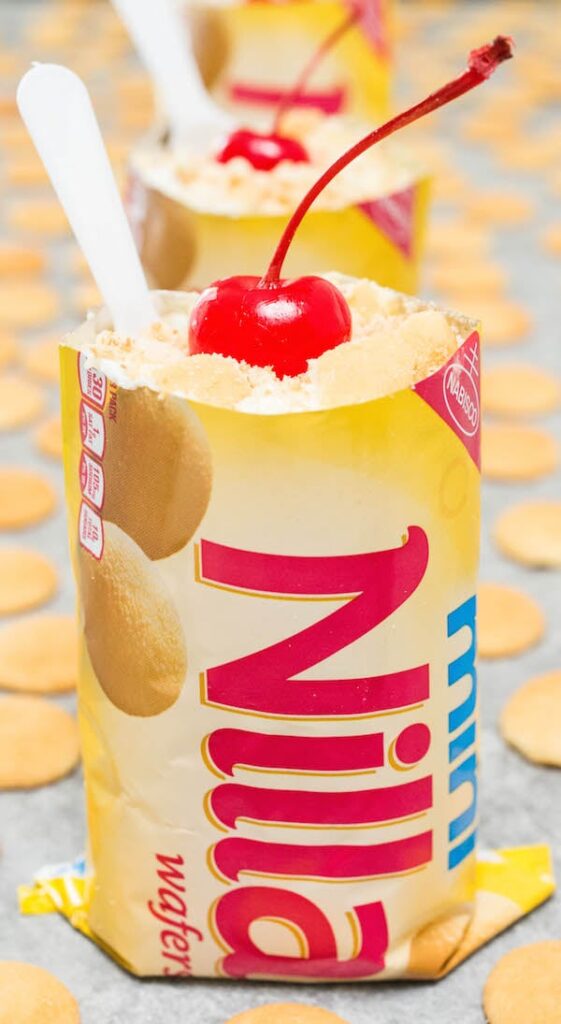 14 Walking Recipes Perfect for Camping Nilla wafer dessert cup with crushed cookies and cherry on top
