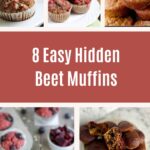 Muffins made with beets pin image for pinterest.