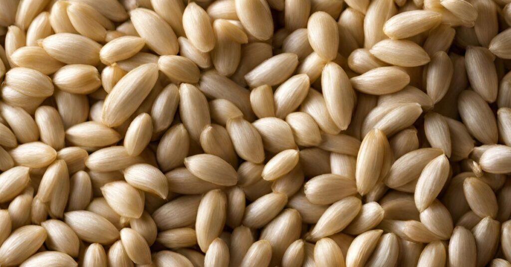 A close up of barley grains.