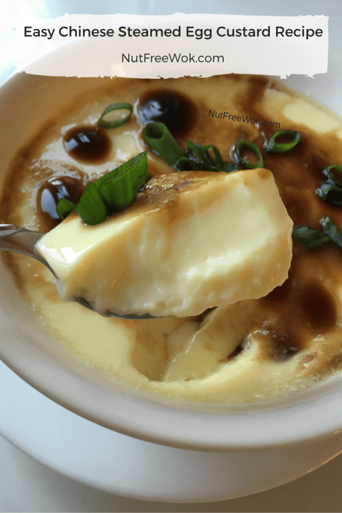 Chinese steamed egg custard with soy sauce and scallions