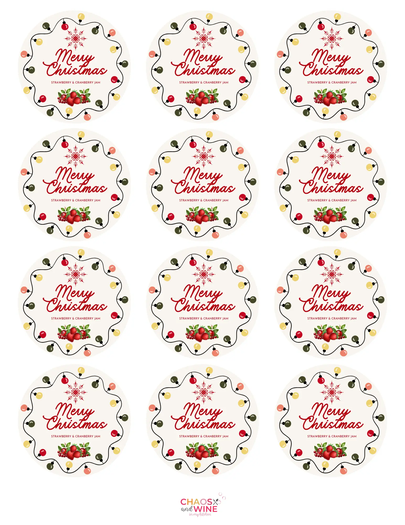 Easy Christmas Jam Recipe Merry Christmas jam jar labels with lights and berries
