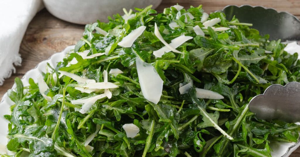 Arugula salad with shaved Parmesan and lemon vinaigrette