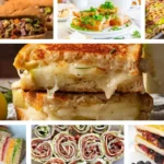 a collage image of easy sandwich recipes for family