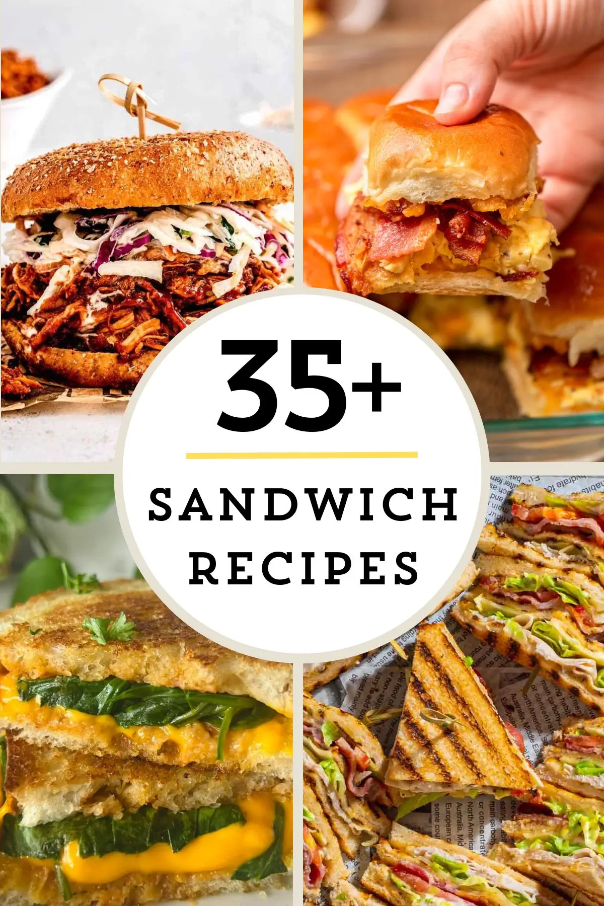 a collage image of easy sandwich recipes for family