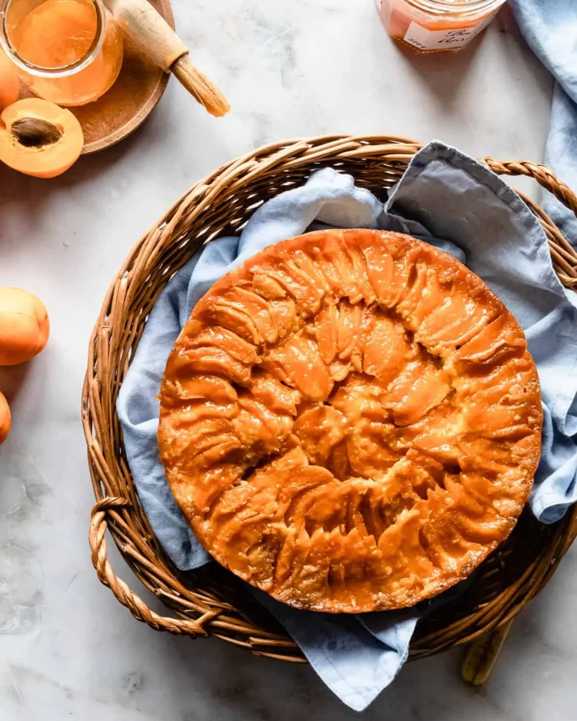 Moist Italian almond cake topped with caramelized apricots, a gluten-free dessert perfect for any celebration.