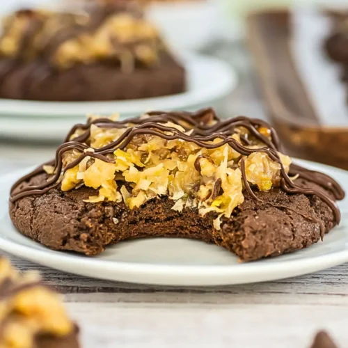German Chocolate Cake Crumbl Cookies german crubl cookie copycat