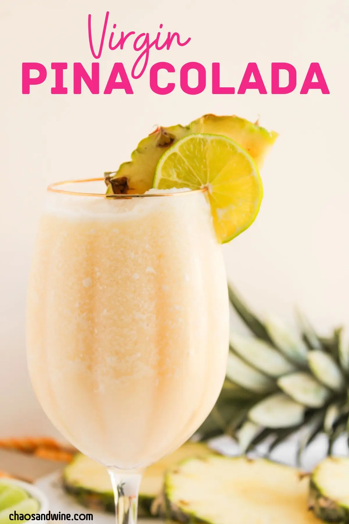Virgin Pina Colada Mocktail - only 3 Ingredients creamy pina colada smoothie, a non-alcoholic drink that’s super easy to make for kids’ parties, fresh from the blender and ready to sip.