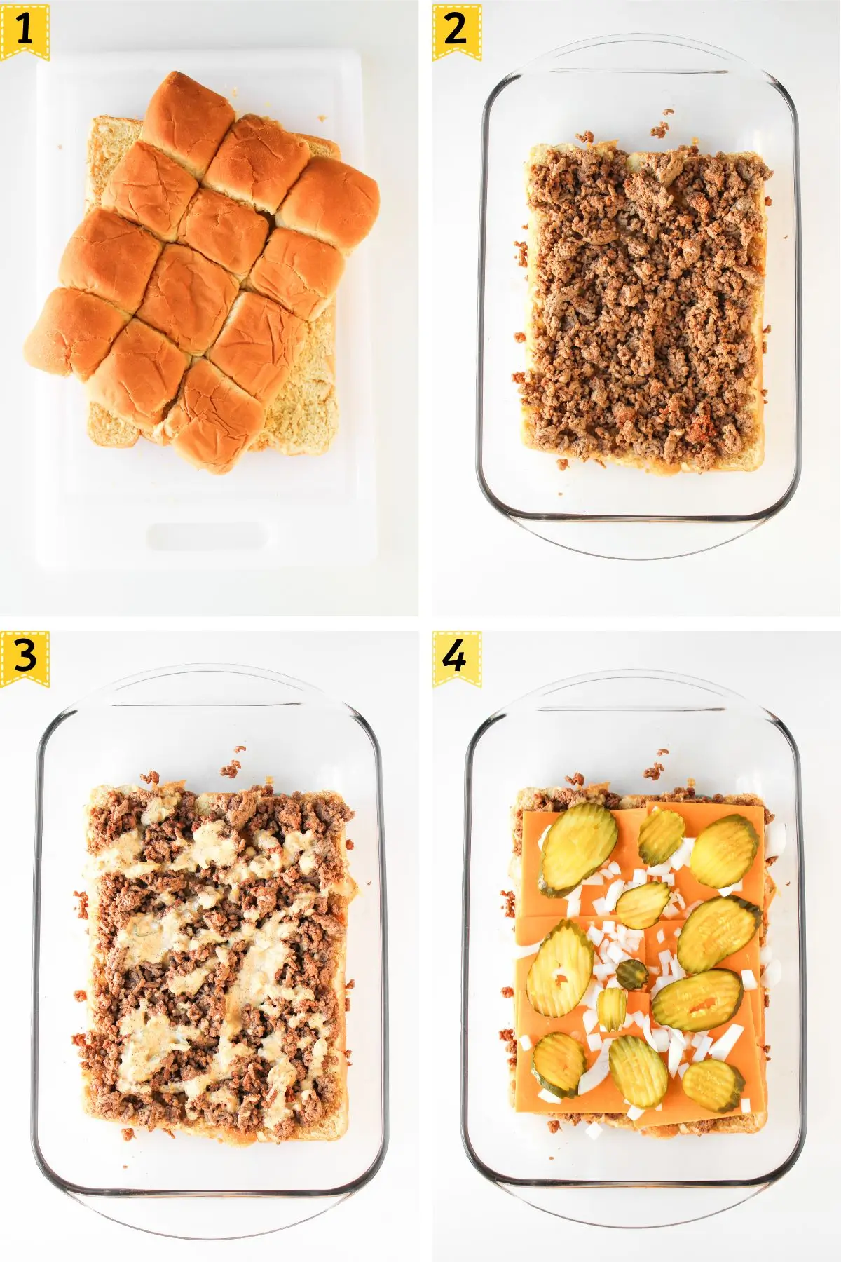 The Best Big Mac Sliders steps of assembling big mac sliders