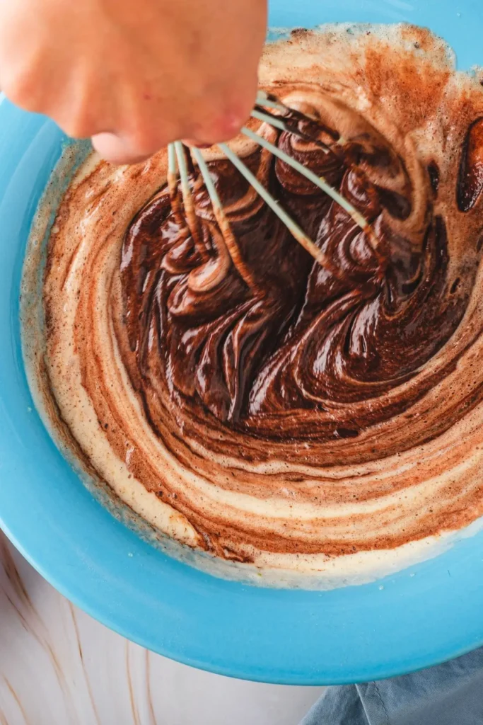 preparing mix for lava cake