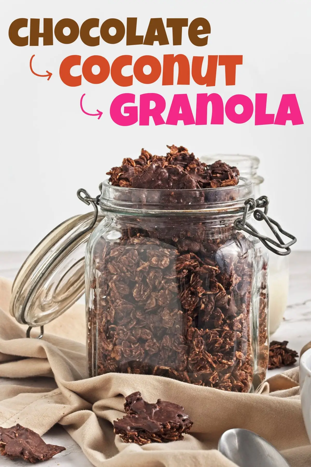 pinterest image for chocolate granola without nuts
