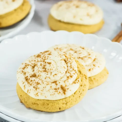 Caramel Pumpkin Crumbl Cookie Copycat pumpkin cookie dessert with icing