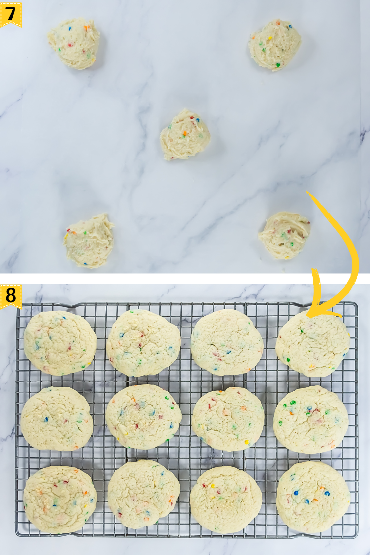 Pink Confetti Cake Cookies (Crumbl Copycat) steps to make confetti cookies