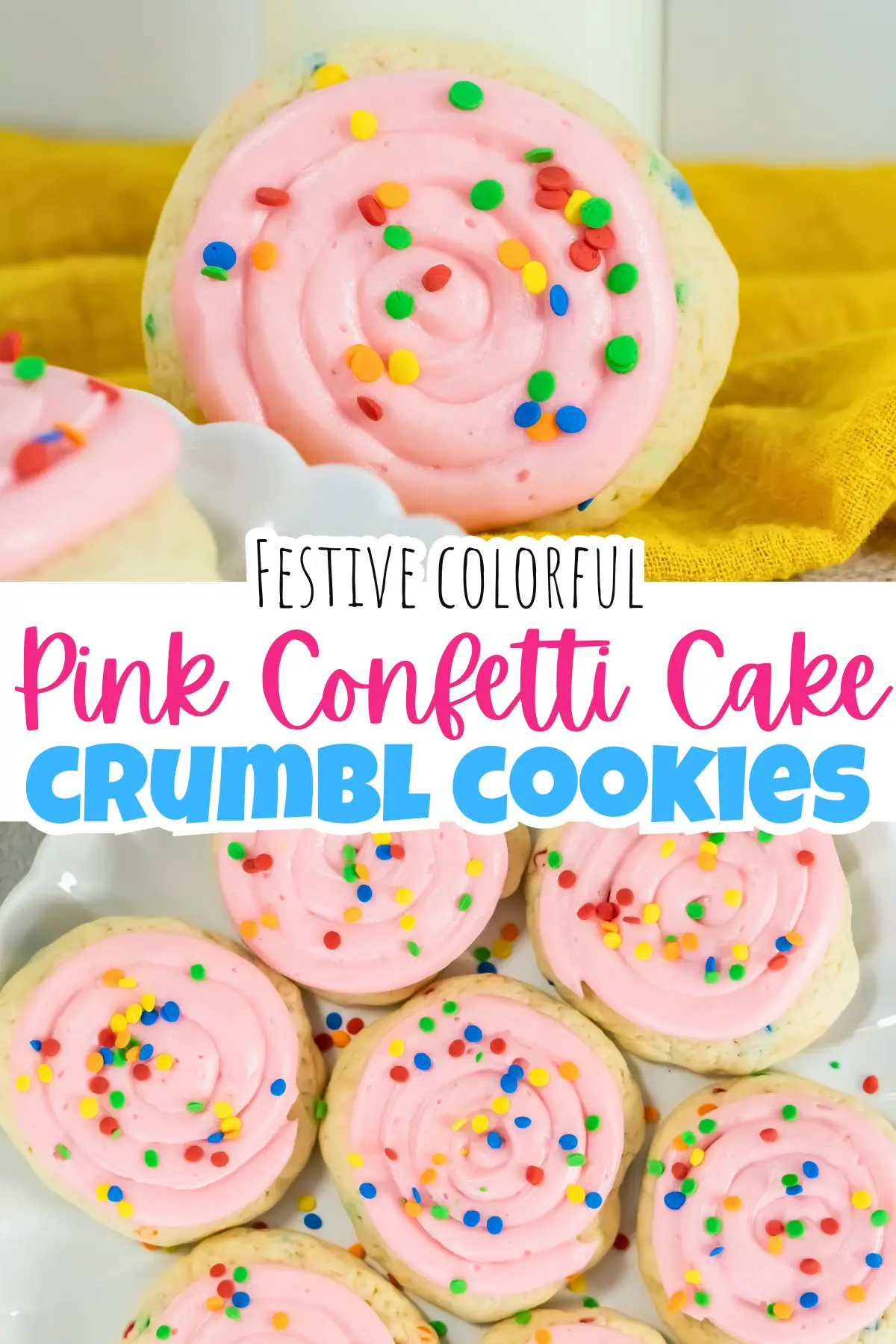 Pink Confetti Cake Cookies (Crumbl Copycat) pink confetti cake crumbl cookies
