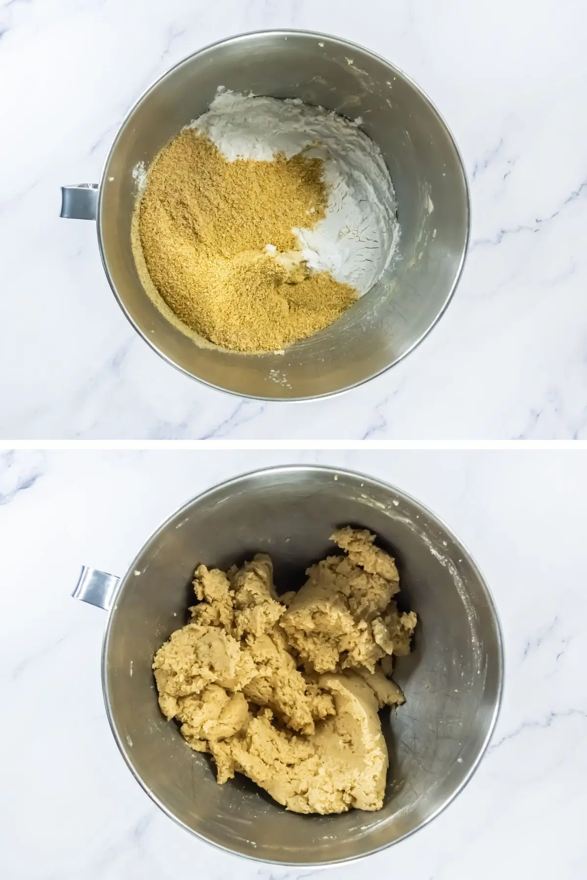 Key Lime Pie Cookies Inspired by Crumble Before and after mixing graham cracker cookie dough in bowl