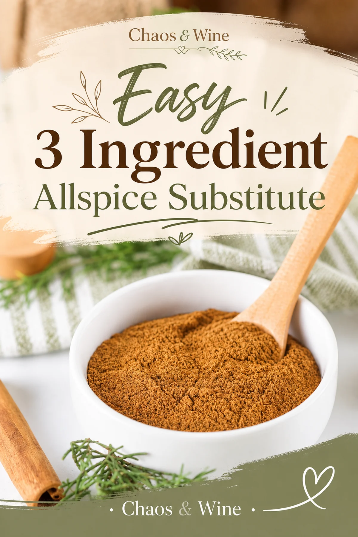 Pinterest pin for an easy 3 ingredient allspice substitute.