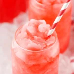 Finished Hawaiian Punch slushies with an icy blended texture.