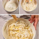 Flour, instant yeast, butter, and water being mixed into pretzel dough.