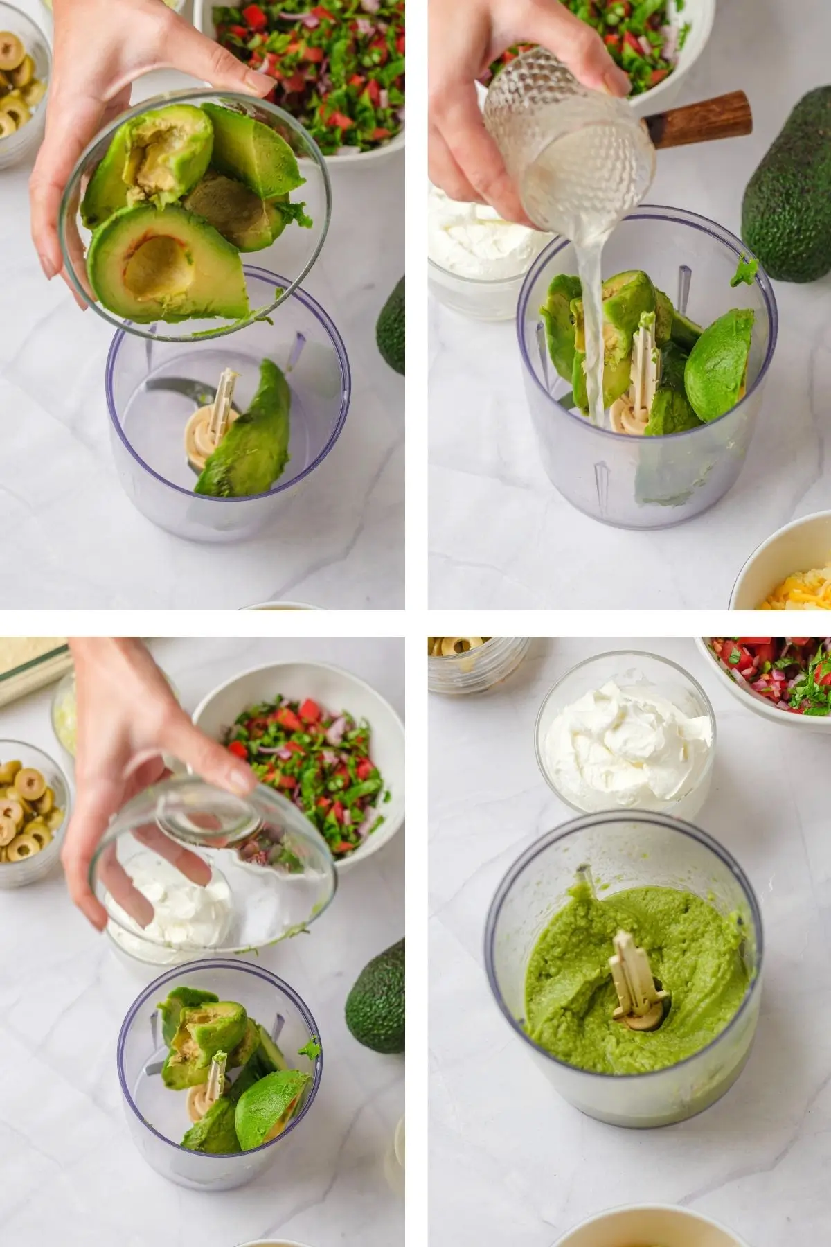 Making avocado layer for 7 layer dip with hummus, no refried beans