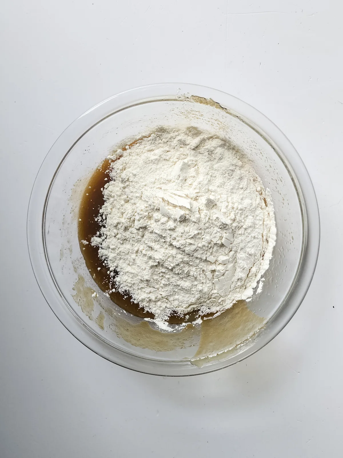 Flour added to the blondie batter before folding just until combined.