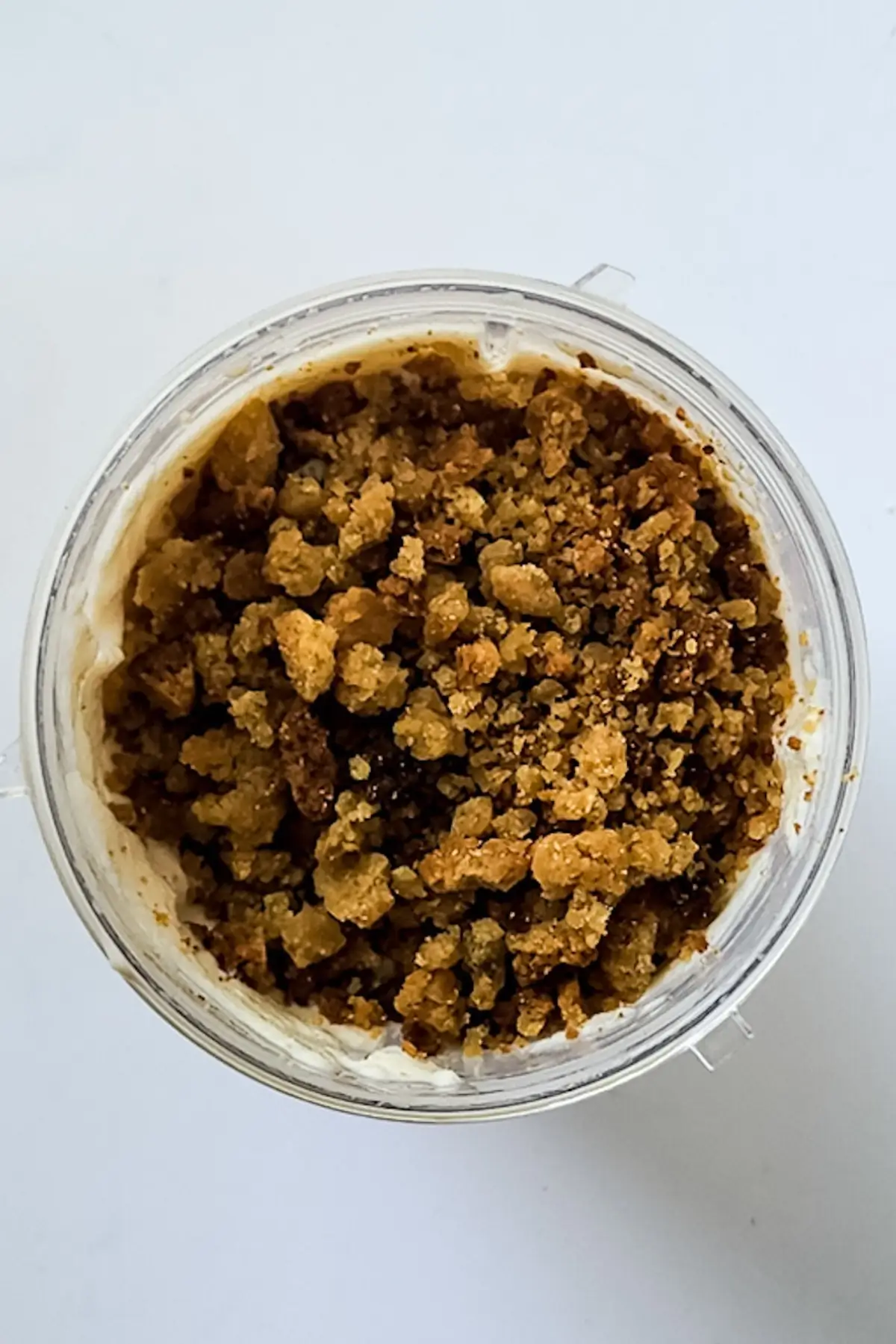 Toasted crumbled blondies topping a caramel milkshake